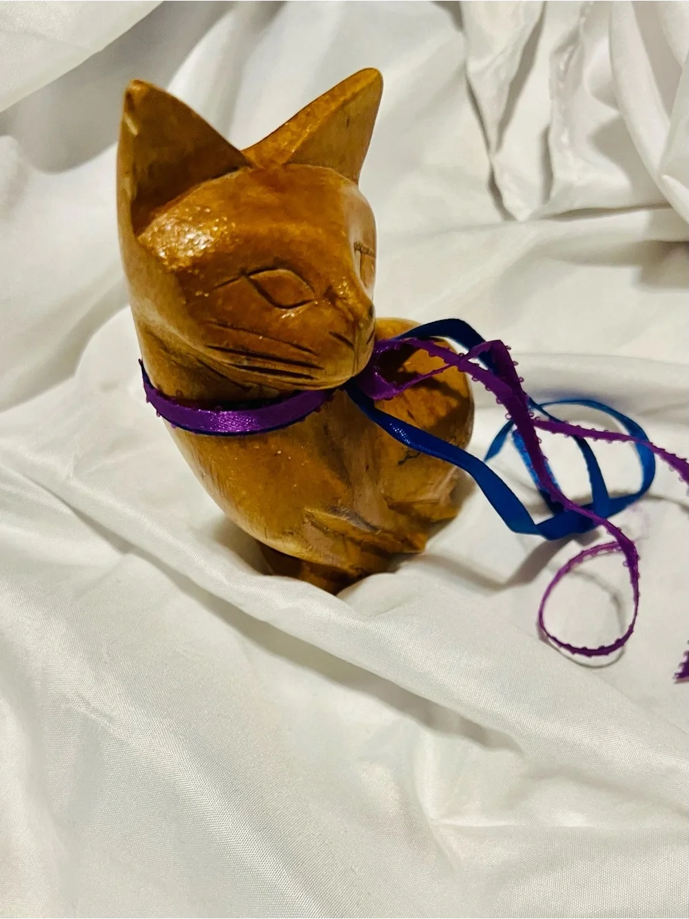 Wood Carving Cat Sculpture Vintage Siamese Mid Century Kitty 6